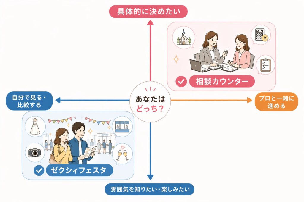 ゼクシィフェスタvs相談カウンター｜初心者が7万円損しない選び方