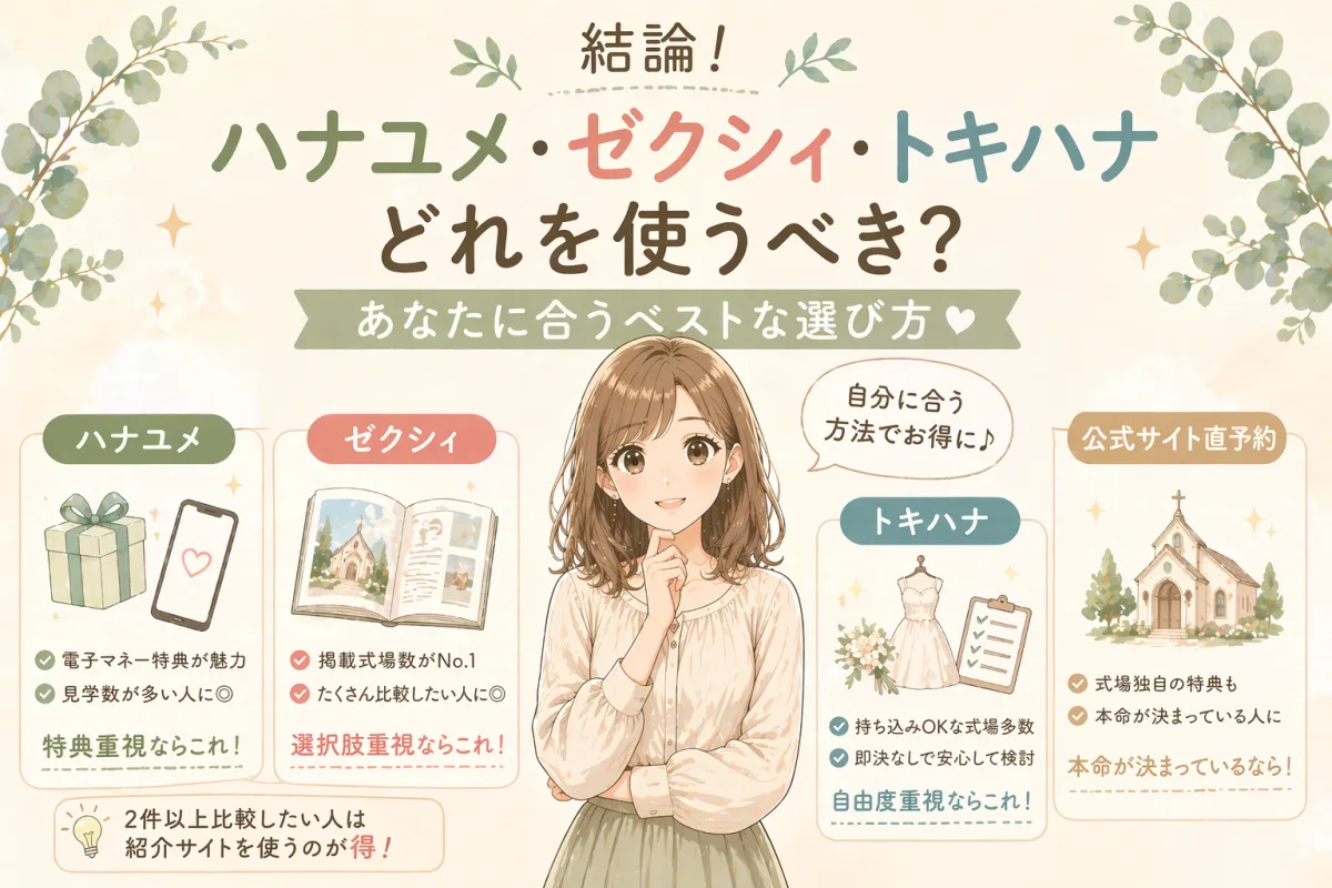 結論｜ハナユメ・ゼクシィ・トキハナどれ？