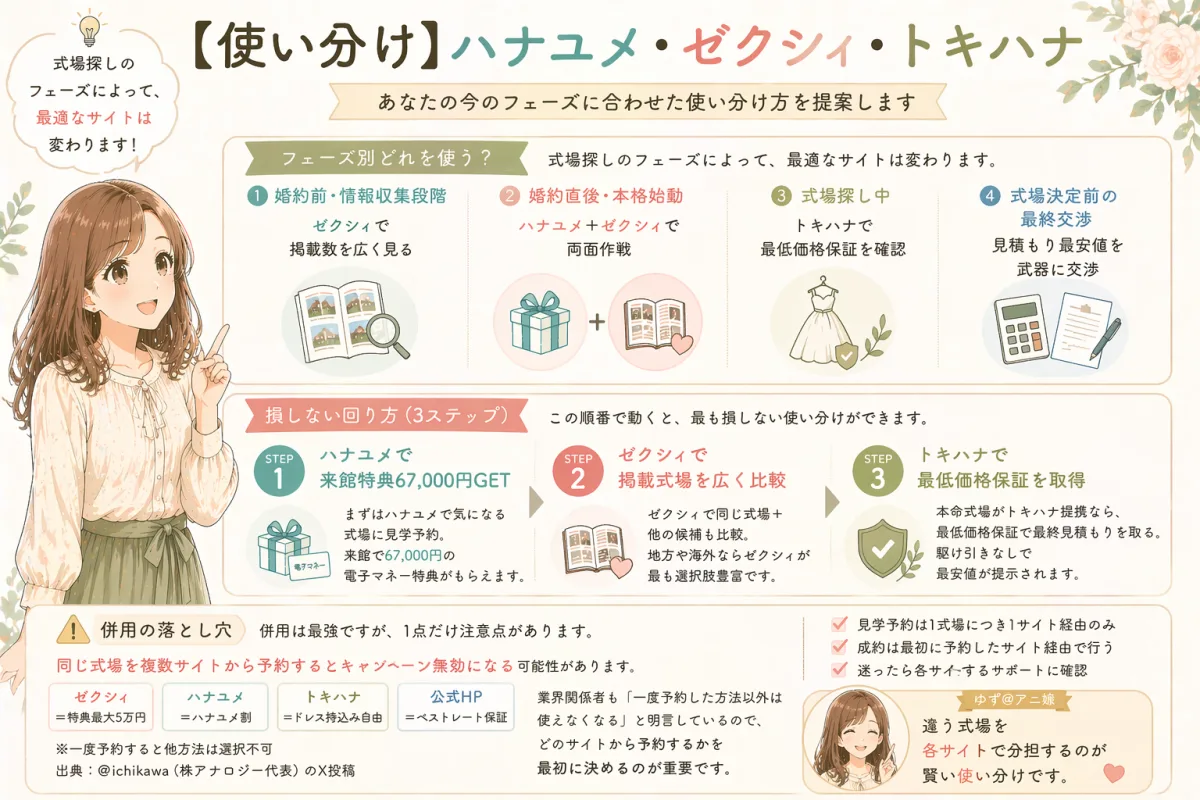 使い分け｜ハナユメ・ゼクシィ・トキハナ