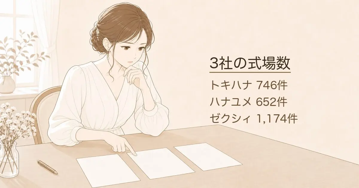 3社比較 ハナユメ・ゼクシィとの違いの見出し画像（3つのカードを比較する卒花）