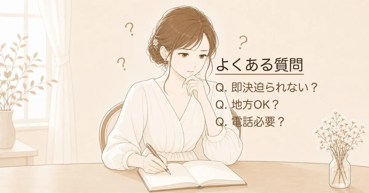 よくある質問FAQの見出し画像（Q&Aの吹き出しと卒花）