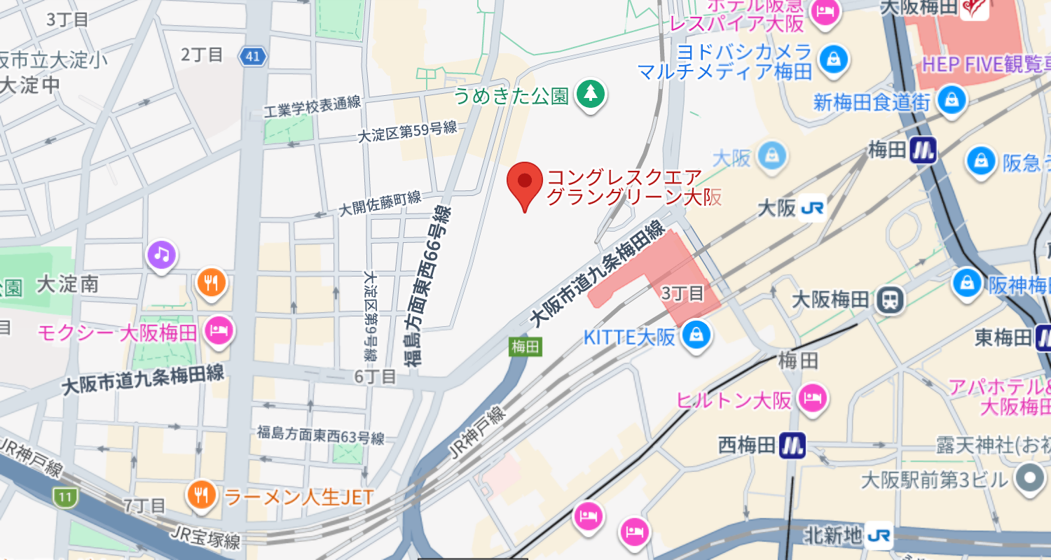 コングレスクエア グラングリーン大阪の地図