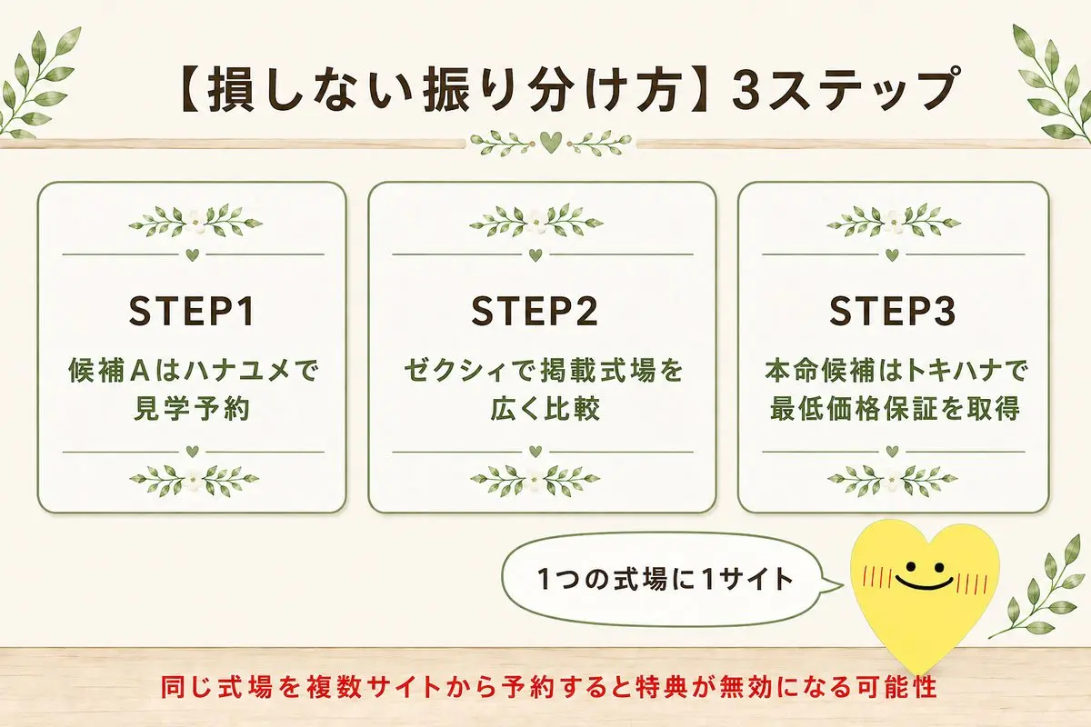 損しない予約の振り分け方 3ステップ 1つの式場に1サイト