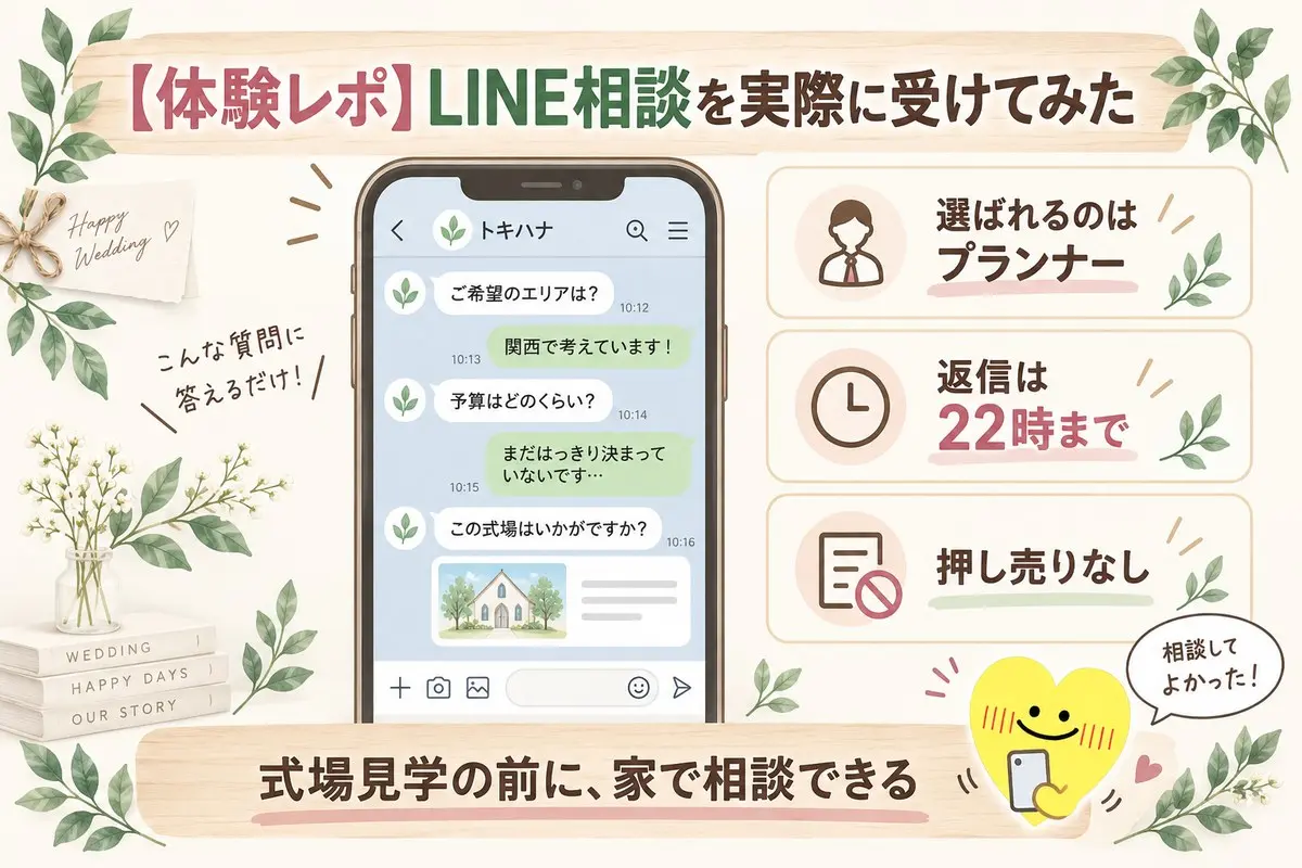 体験レポ|トキハナのLINE相談を実際に受けてみた。選ばれるのはプランナー・返信は22時まで・押し売りなし