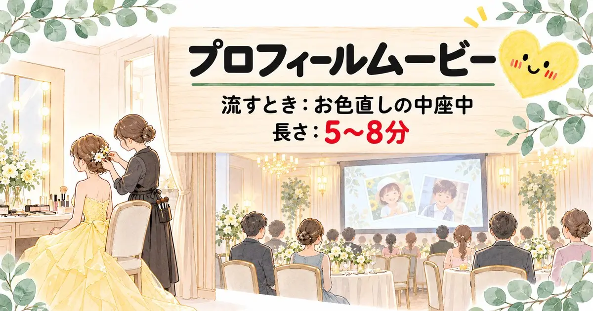 プロフィールムービーを流す場面(お色直しの中座中・長さ5〜8分)